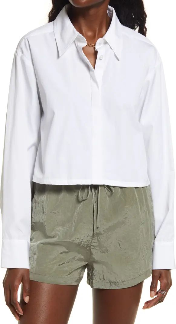 Poplin Crop Button-Up Shirt | Nordstrom