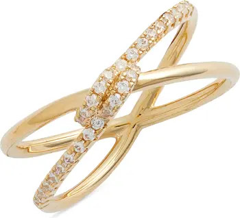 Nordstrom Demi-Fine 14K Gold Plate & Cubic Zirconia Pavé Knot Ring | Nordstrom | Nordstrom