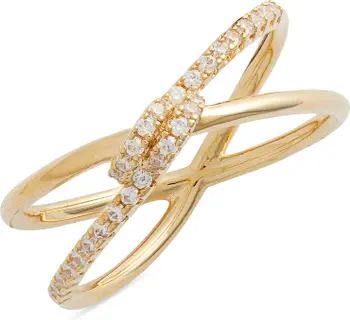 Nordstrom Demi-Fine 14K Gold Plate & Cubic Zirconia Pavé Knot Ring | Nordstrom | Nordstrom