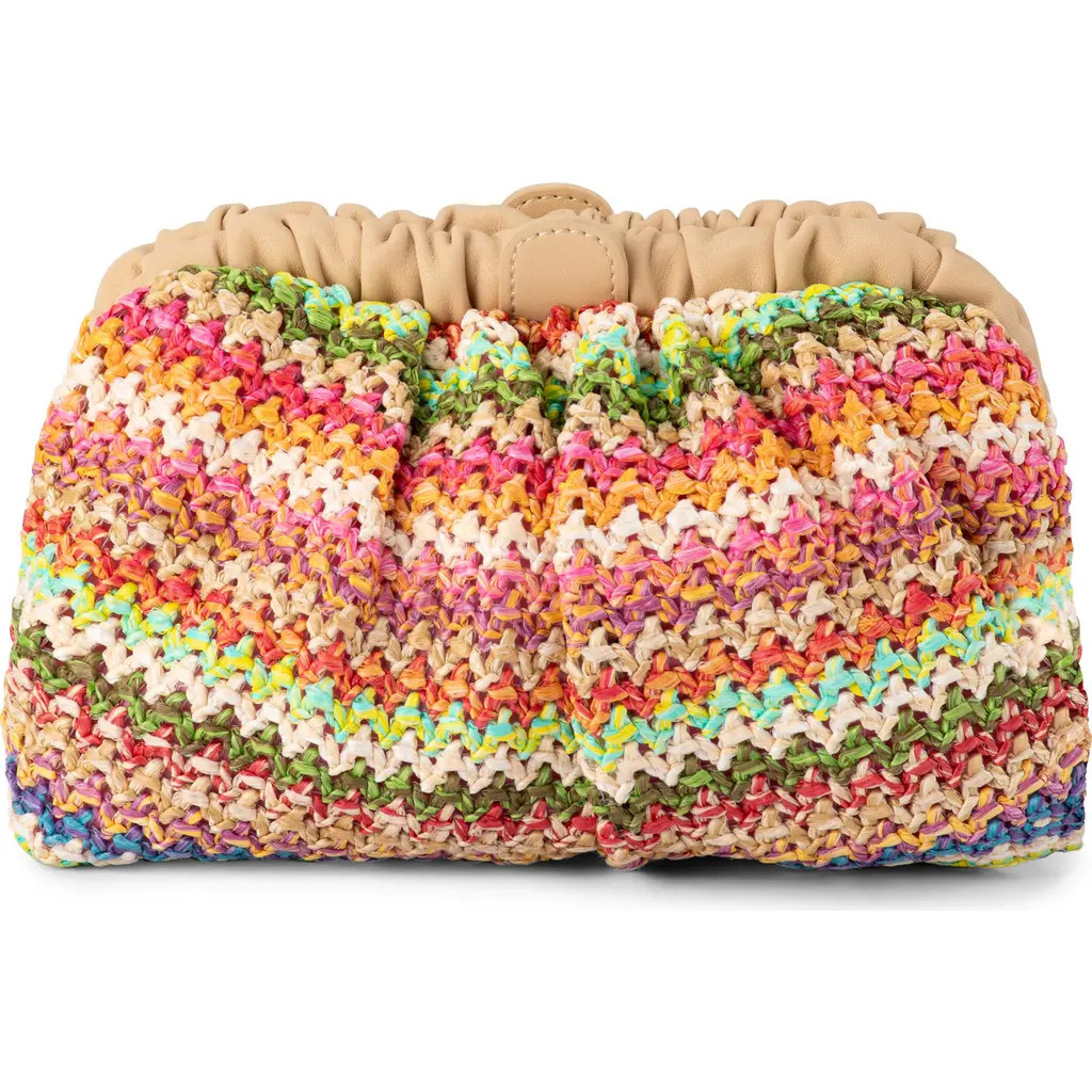 Olga Berg Amalia Petite Gathered Clutch in Multi Natural at Nordstrom | Nordstrom