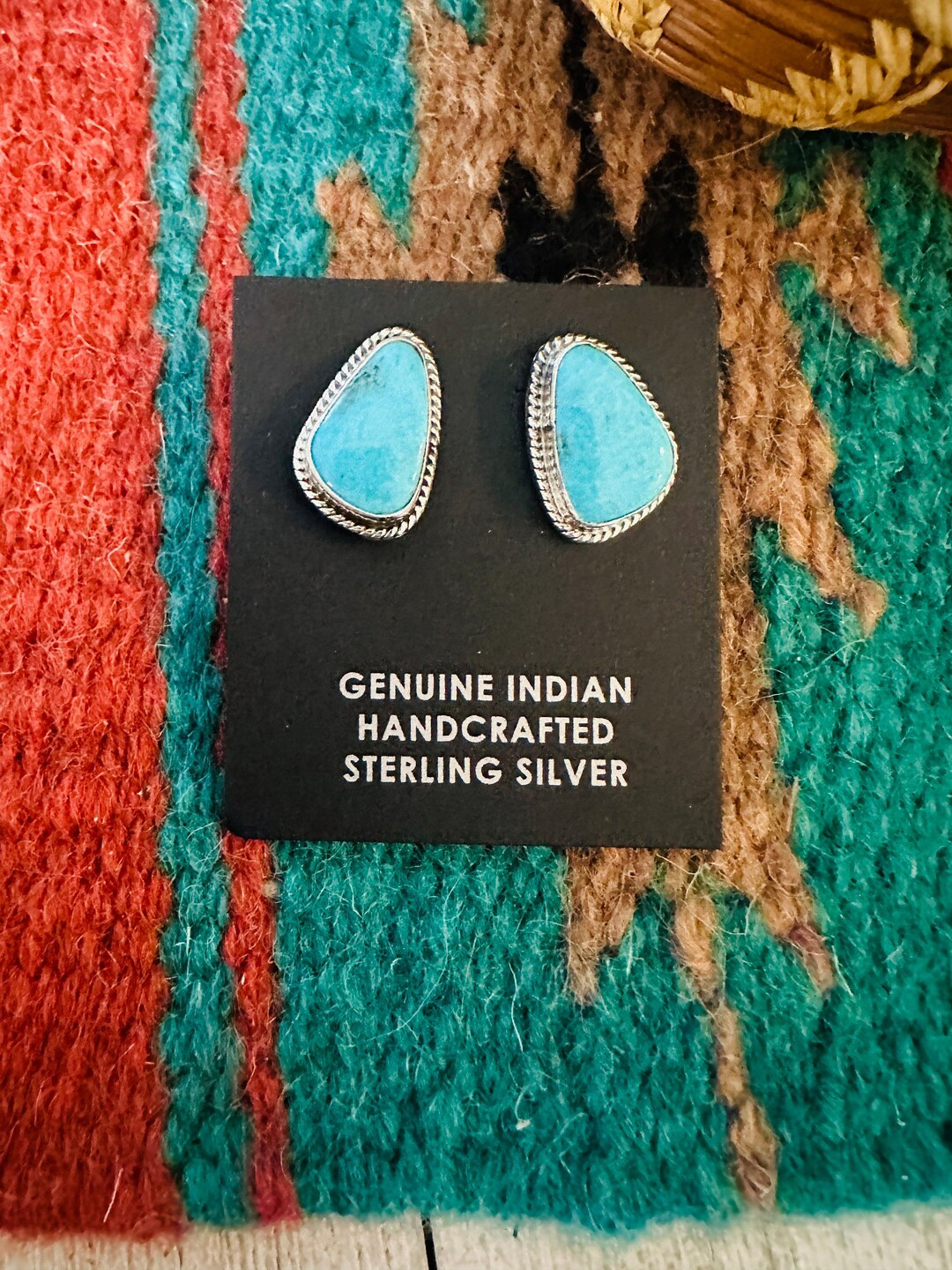 Navajo Kingman Turquoise and Sterling Silver Stud Earrings - Etsy | Etsy (US)