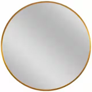 36 in. H x 36 in. W Modern Round Gold Wall Mirror | The Home Depot