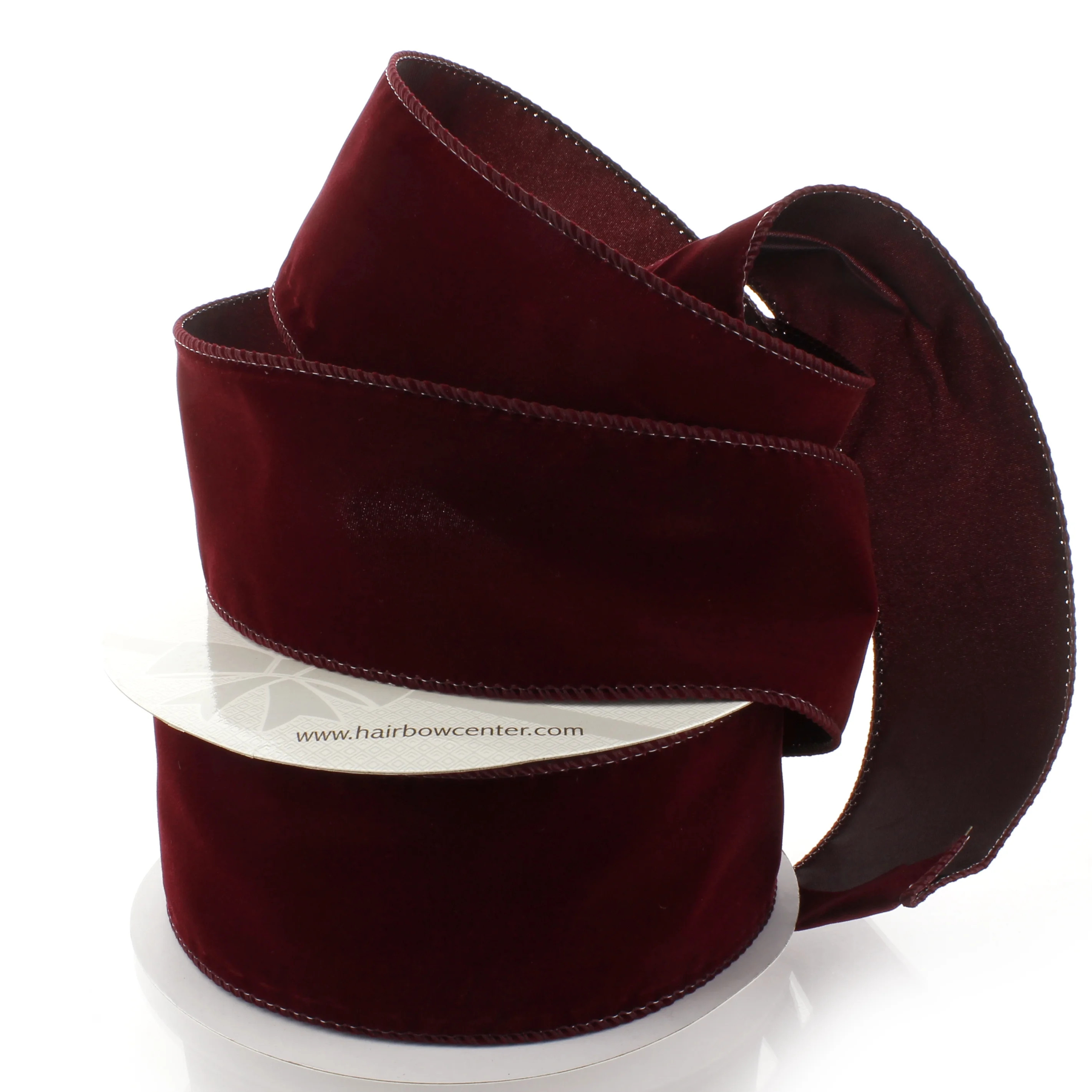 Ribbon Traditions 2.5" Wired Suede Velvet Ribbon Burgundy - 10 Yards | Walmart (US)