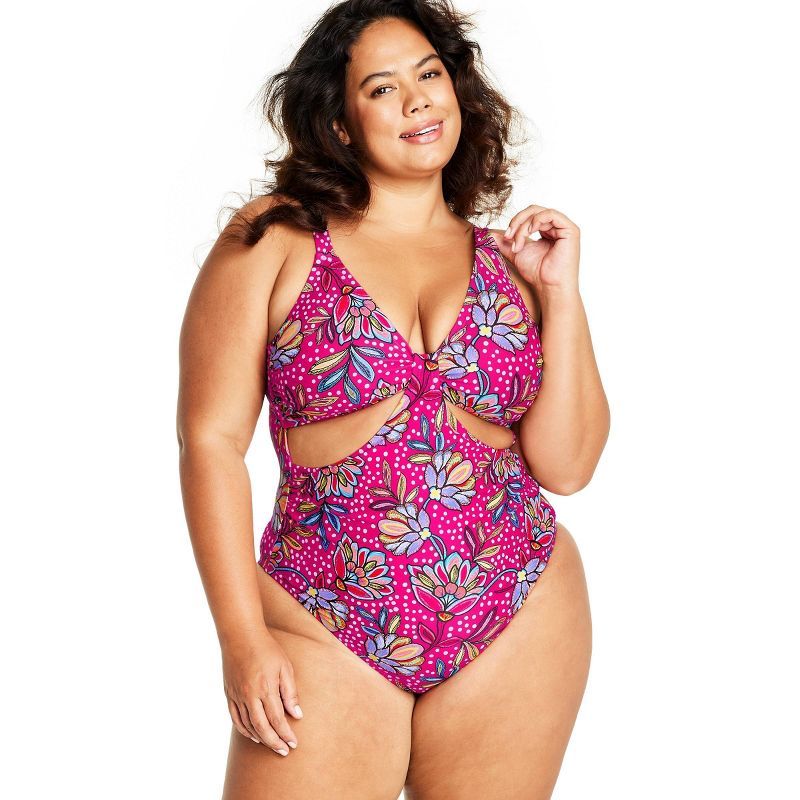 Women's Floral Print Front Cutout One Piece Swimsuit - Tabitha Brown for Target Pink | Target