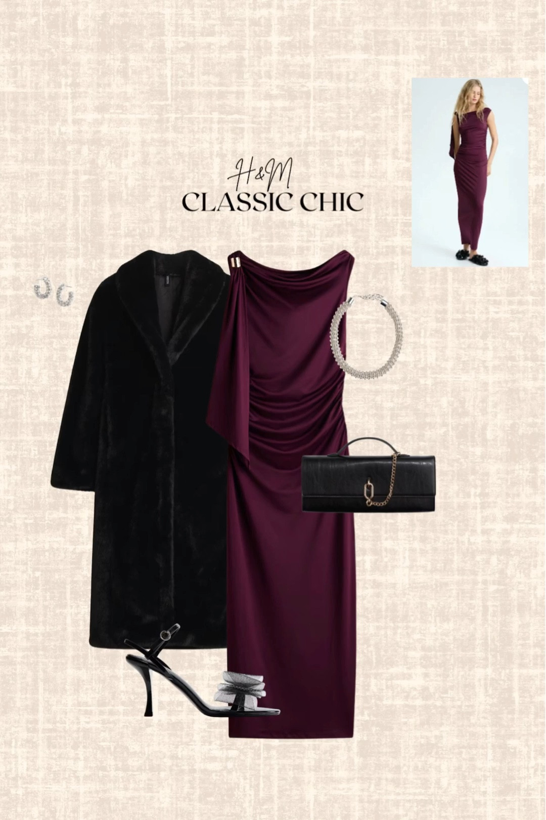 H&M Classic Chic! 

Party dress, coat, bag, heels, earrings, necklace 

#LTKHoliday #LTKSeasonal #LTKootd