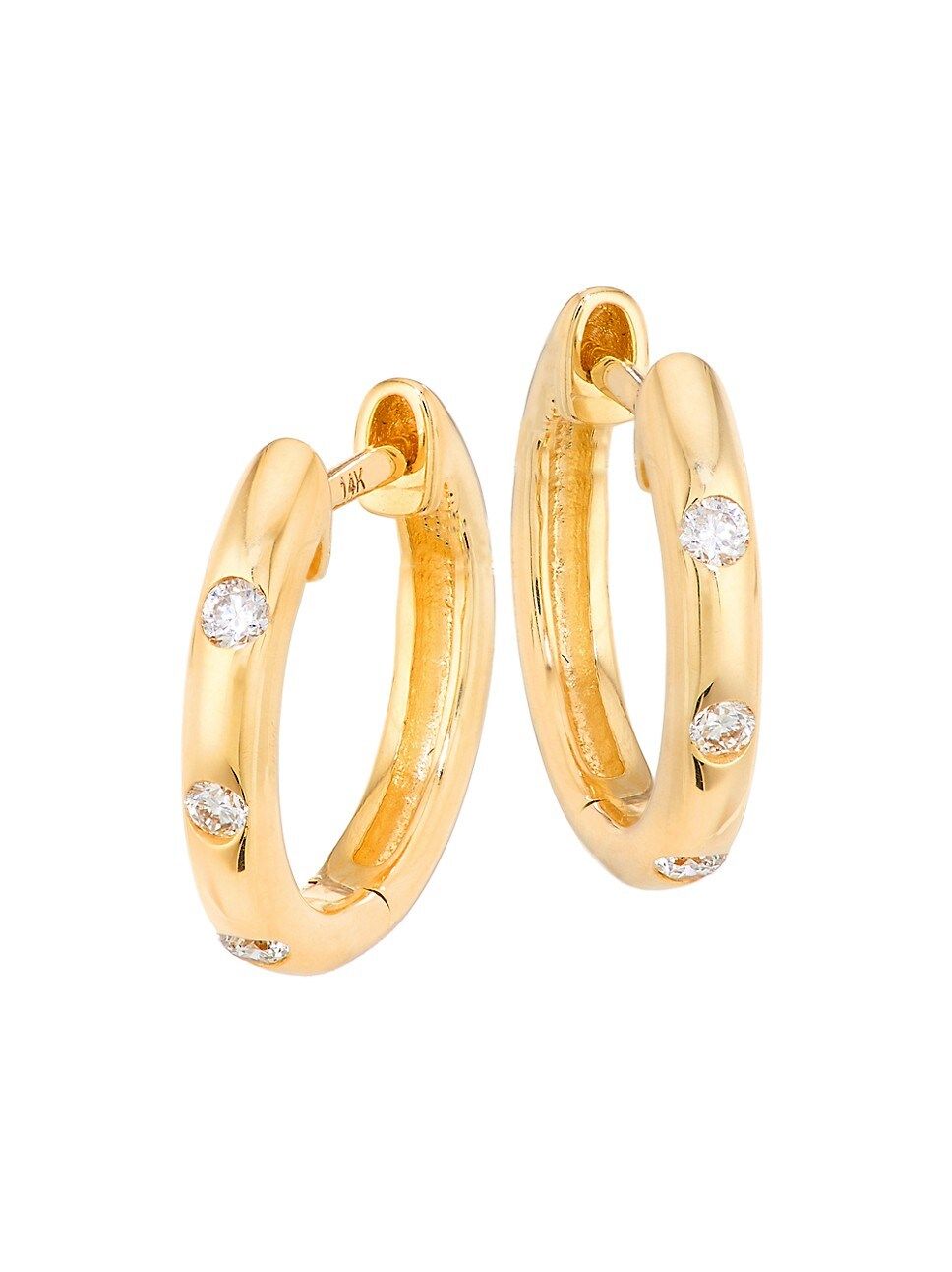 14K Yellow Gold & 0.007 TCW Diamond Huggie Earrings | Saks Fifth Avenue