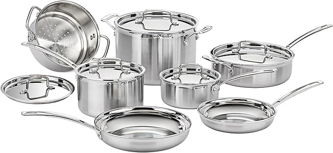 Cuisinart 12-Piece MultiClad Pro Triple Ply Stainless Steel Cookware Set, Heat Surround Technolog... | Amazon (US)