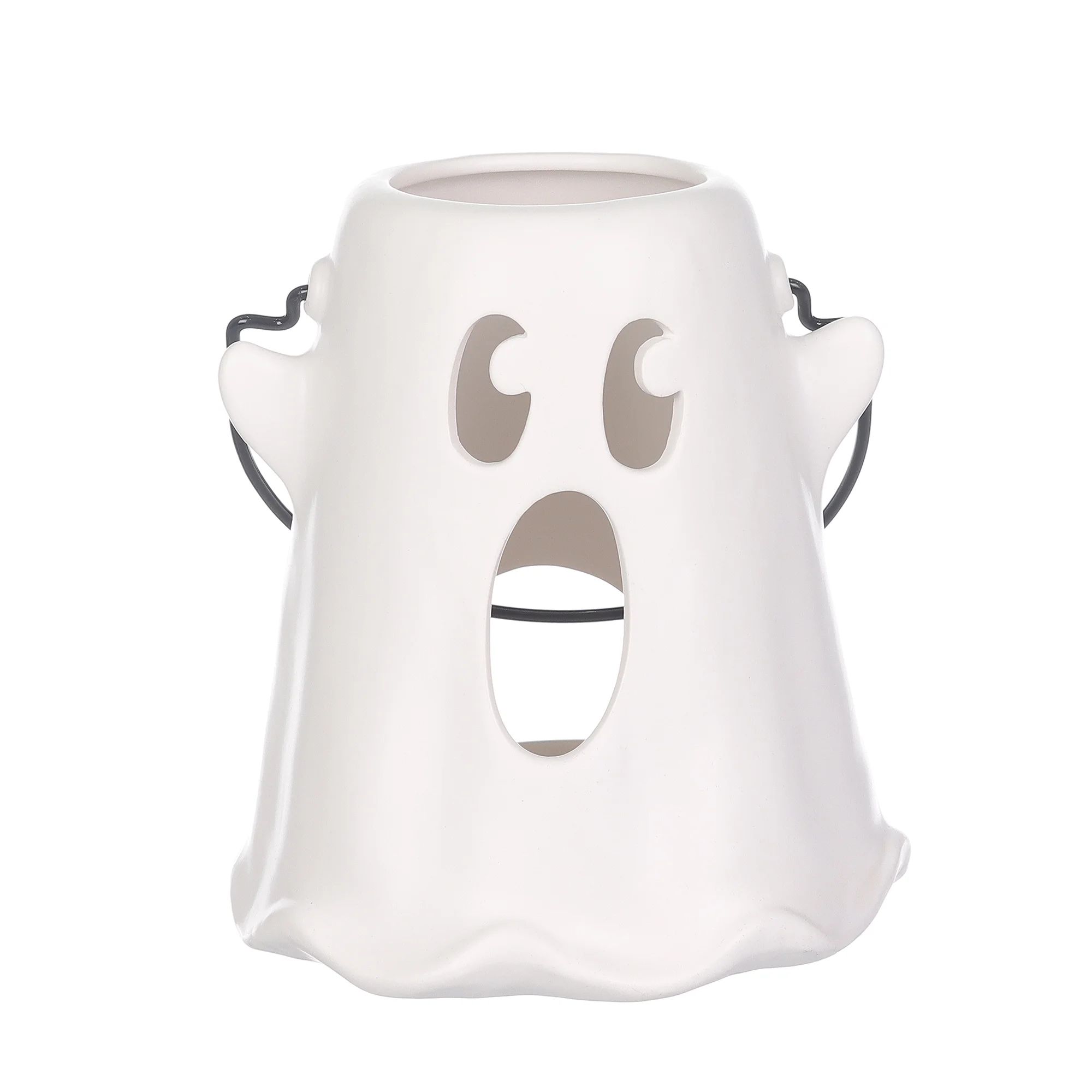 Halloween White Ceramic Ghost Lantern Table Decor, 7.25 in H, by Way To Celebrate - Walmart.com | Walmart (US)