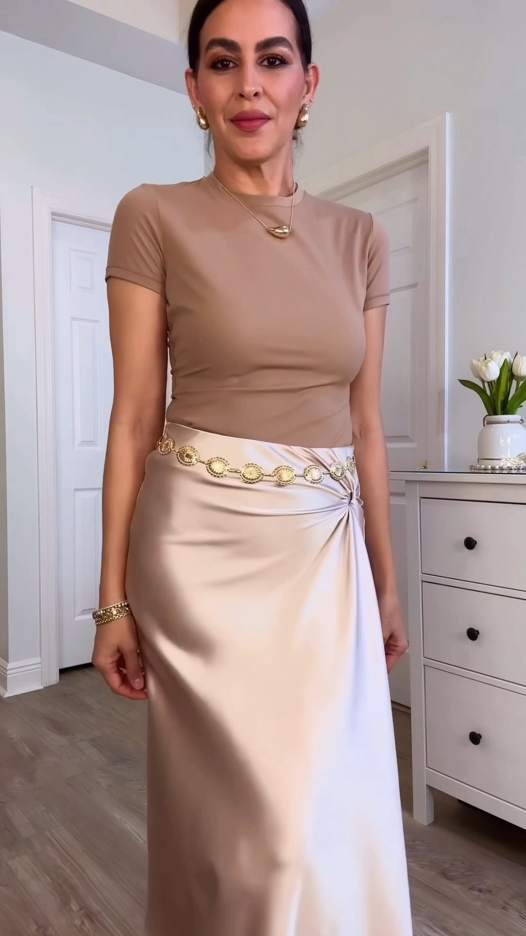 Size M on the skirt. And quick #fashionhack on how to tuck your Tshirt with a silk skirt or over a dress.

My size: 1 am 5’7” | 130 pounds
#amazonmusthaves #satinskirt #springfashion

#LTKSpringSale #LTKootd

#LTKU