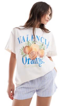 Miss Selfridge oversized tshirt with graphic orange print | ASOS (Global)