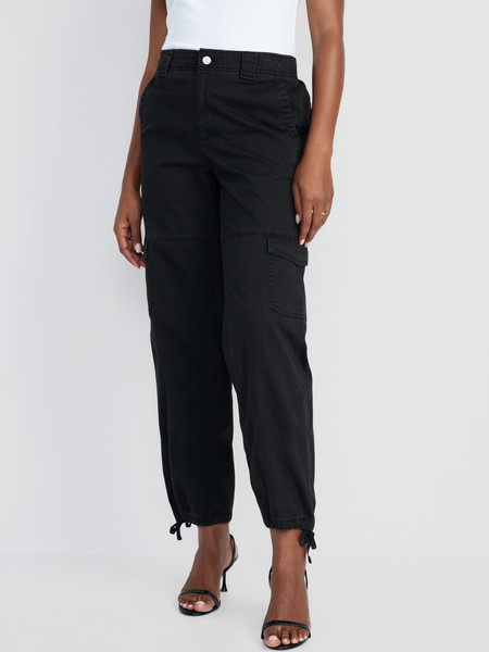 High-Waisted Barrel-Leg Cargo Ankle Pants | Old Navy (US)