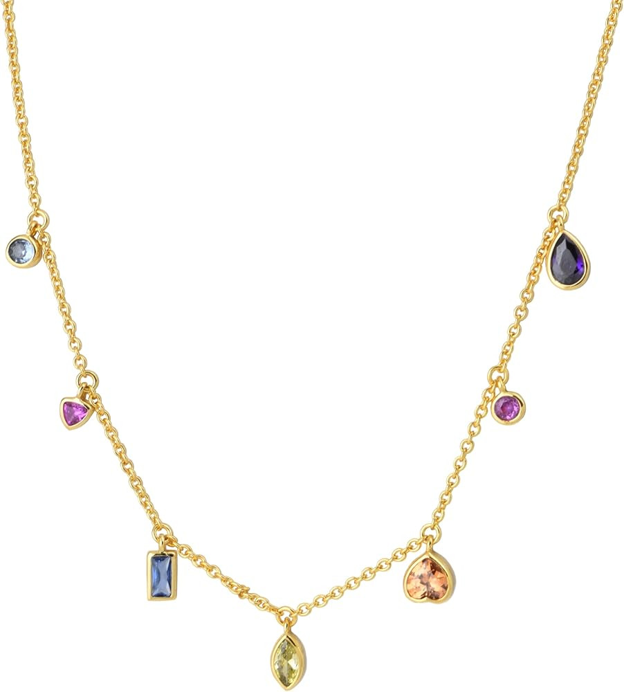 G&GEMSJEW Sparkling 14K Gold Plated Cubic Zirconia Necklace for Women | Elegant Everyday Jewelry ... | Amazon (US)