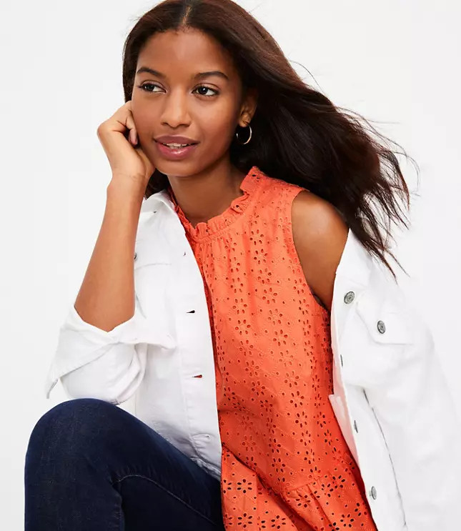 Eyelet Peplum Halter Shell | LOFT