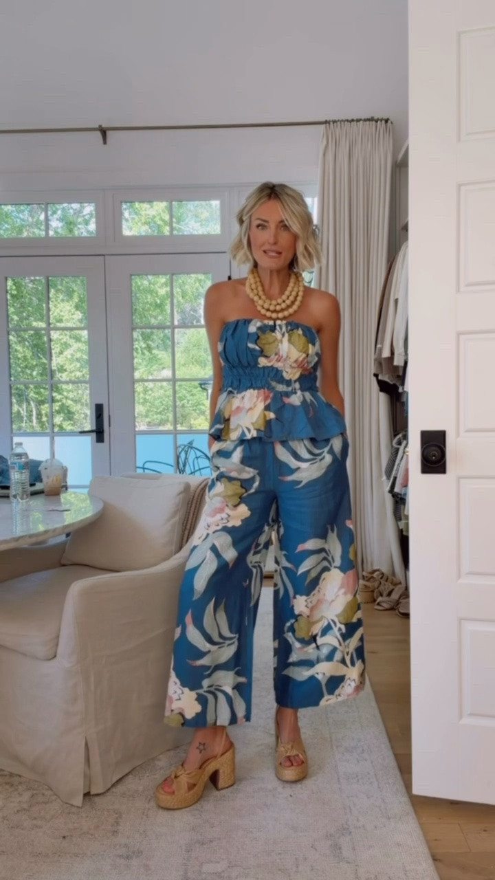 This floral blue set is so pretty, I love the deep blue shade and large floral accents! So perfect to mix and match as well. Wearing M top and XS pants.

Loverly grey, vacation outfit, floral pant set, fashion for her, somerset Anthropologie set

#LTKSeasonal