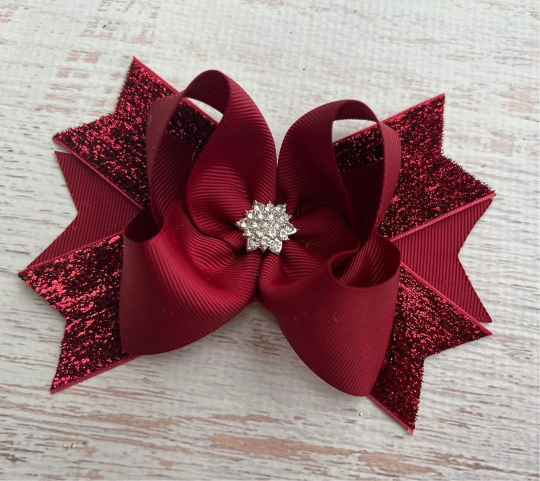 Christmas Hair Bow burgundy Christmas Hair Bow christmas - Etsy | Etsy (US)