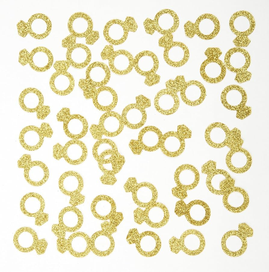 MOWO Gold Diamond Ring Confetti Table Decor and Event Decor, Gold Glitter, 200 Count | Amazon (US)
