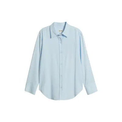 Open Edit Relaxed Fit Long Sleeve Button-Up Shirt in Black at Nordstrom, Size X-Small | Nordstrom