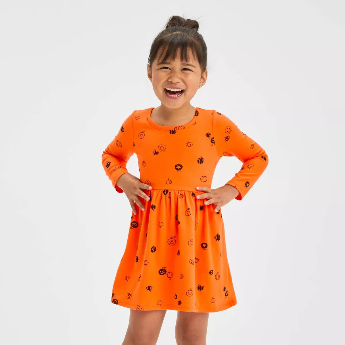 Toddler Girls' Pumpkin Printed Dress - Cat & Jack™ Orange | Target