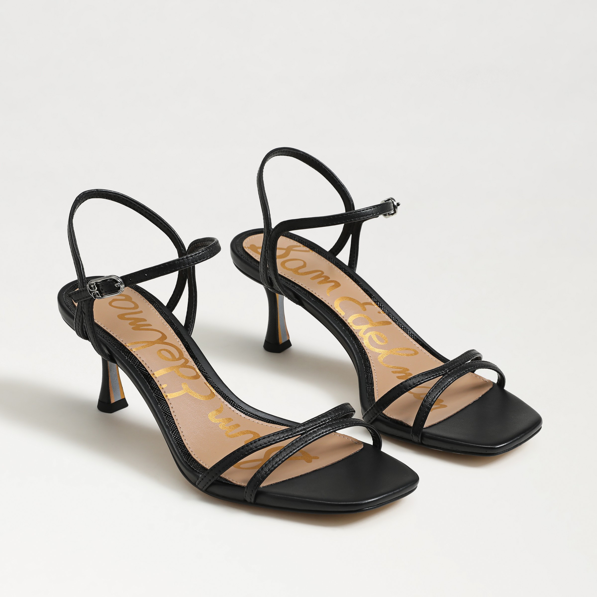 Sam Edelman Presley Strappy Kitten Heel Sandal Black Leather | Sam Edelman