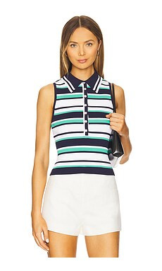 525 Vivienne Johnny Collar Striped Tank in Dark Blue Multi from Revolve.com | Revolve Clothing (Global)