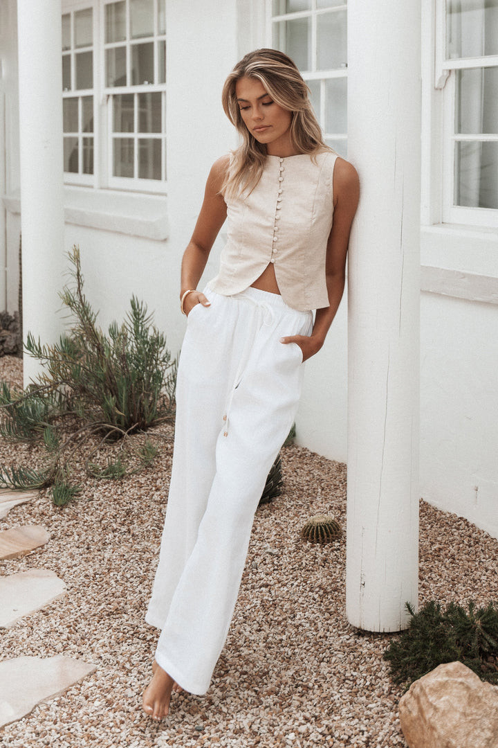 Daniella Linen Vest - Oatmeal | Petal & Pup (US)