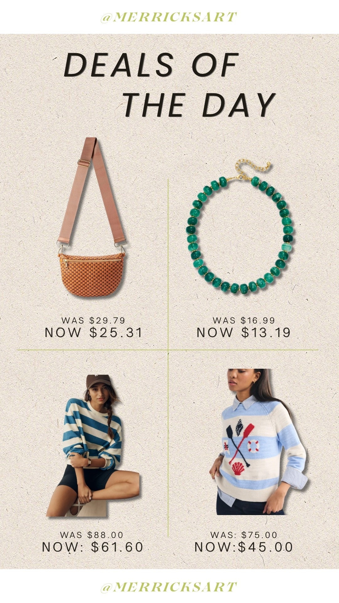 Daily deals! Cute bag, a great necklace, and two early fall tops