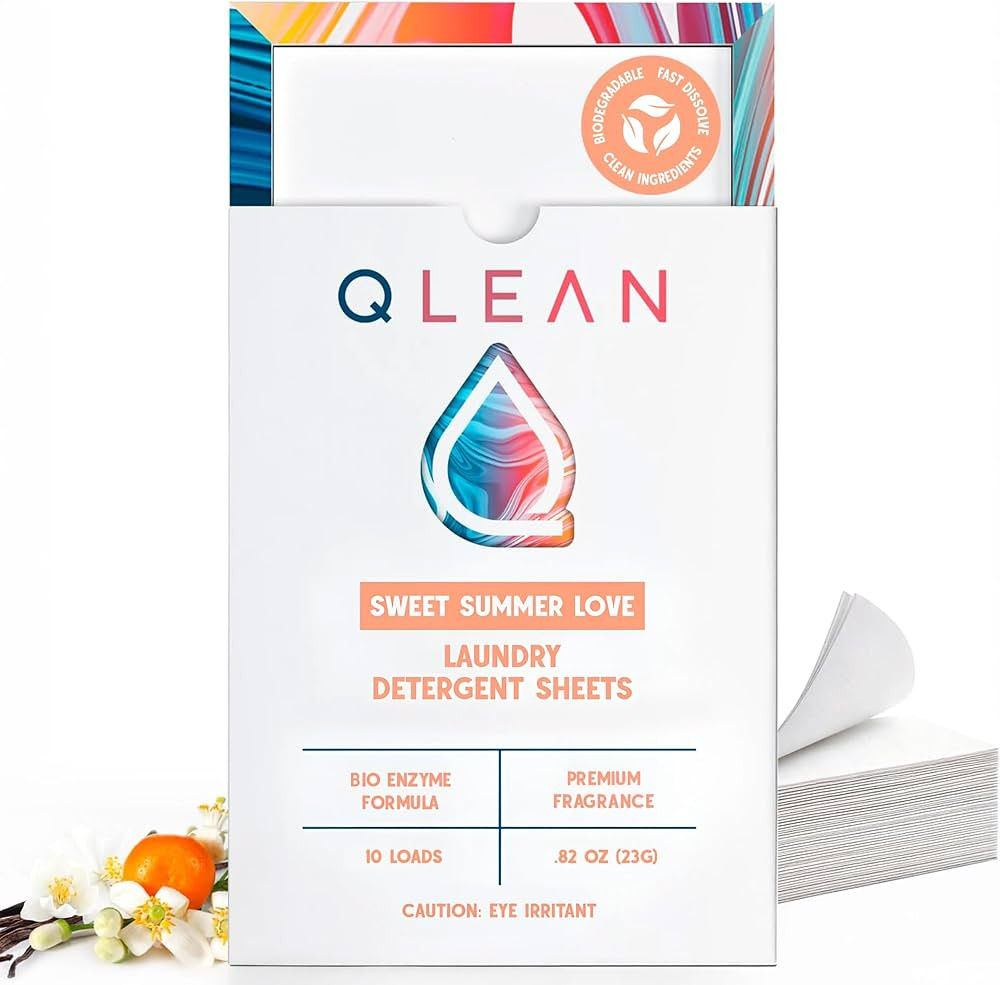 QLEAN Laundry Detergent Sheets Sweet Summer (10 Loads) \u2013 Travel Pack Plant-Based Biodegradab... | Amazon (US)