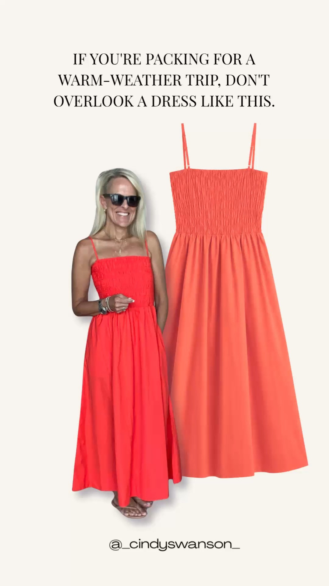 If you’re packing for a warm-weather trip, don’t overlook a dress like this. This 100% cotton smocked fit-and-flare dress is comfortable, flattering, and easy to dress up or down—just add sandals and you’re ready for dinner, sightseeing, or a beach vacation.

👩‍💻 LTK PRO TIPS
❤️ Heart = Support my posts ;-)
🔖 Save = Get sale & restock alerts for the things you love!
📋 Lists = Keep favorites organized (List ideas: Christmas, Birthdays, and Vacations!)
📲 Share = Send lists and products to a friend (or your daughters like me).
💬 Comment = Ask me anything, and I’ll answer. ;-)

#LTKootd #LTKOver40 #LTKTravel