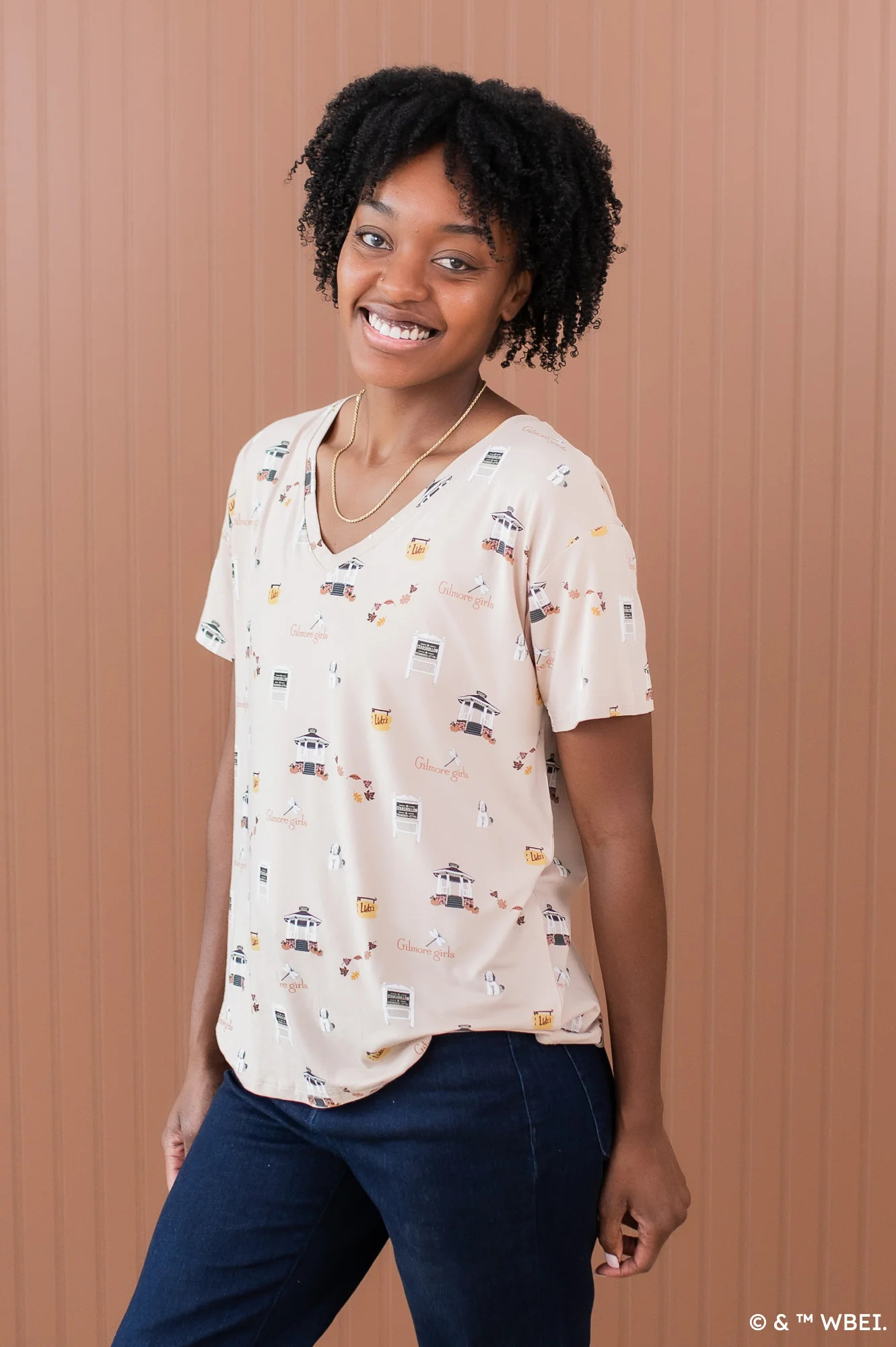 Bamboo Women's Relaxed Fit V-Neck in Gilmore Girls | Kyte Living