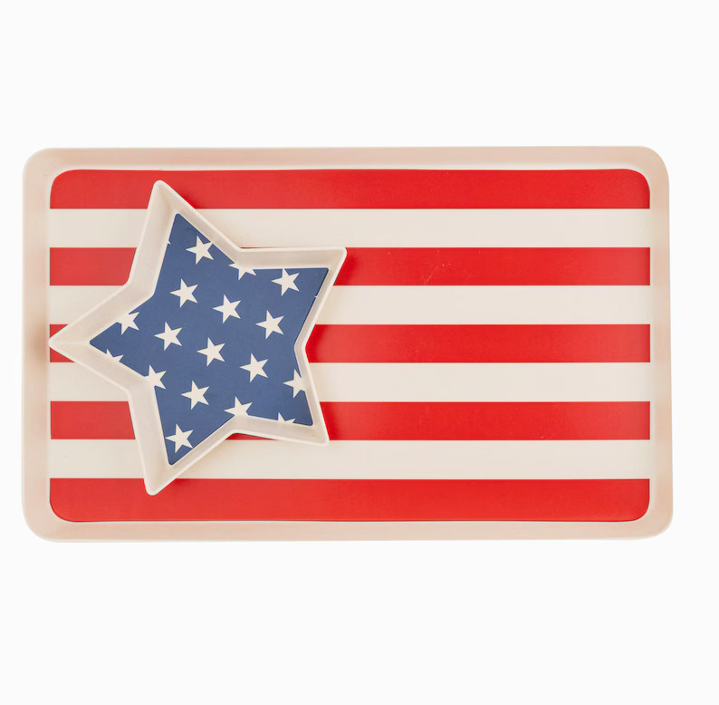 American Flag Stacked Reusable Serving Tray Set, 4th of July Decor, Memorial Day Party, Red White... | Etsy (US)