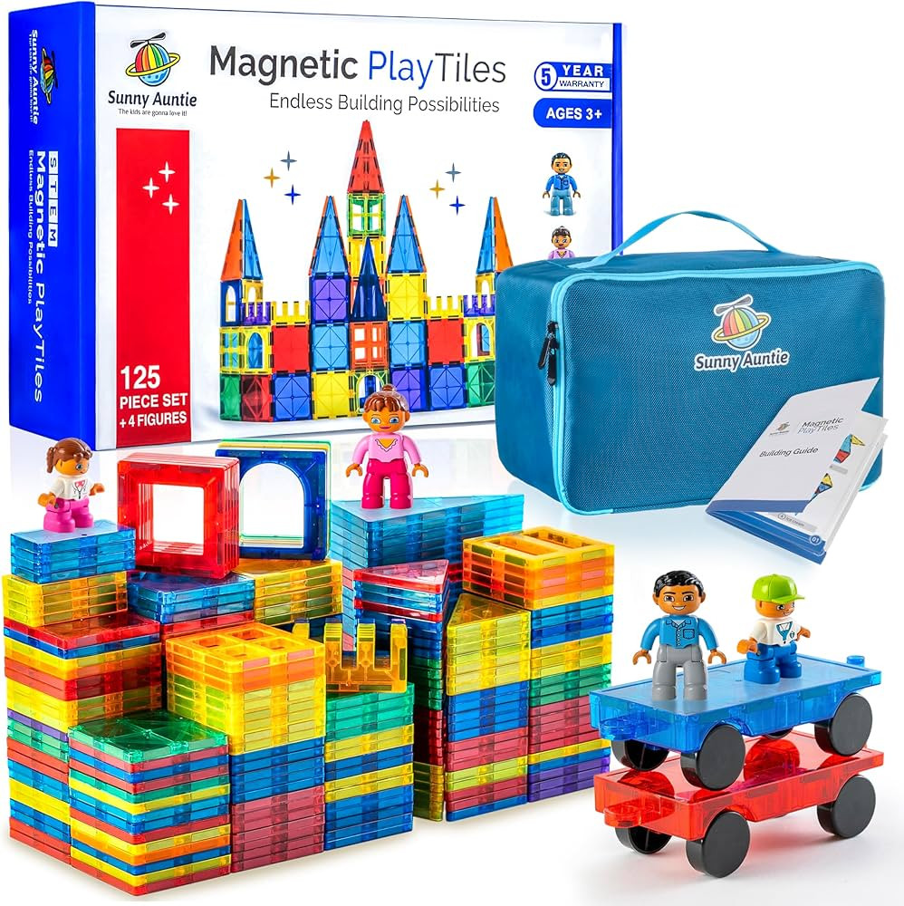 Magnetic Tiles 125 PCS + 4 FIGURES, Magnetic Tiles for Kids, Toy for 3 4 5 6 7 8 Year Old Boys & ... | Amazon (US)