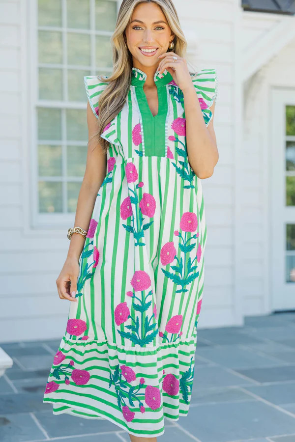 You Already Know Green Floral Midi Dress | The Mint Julep Boutique