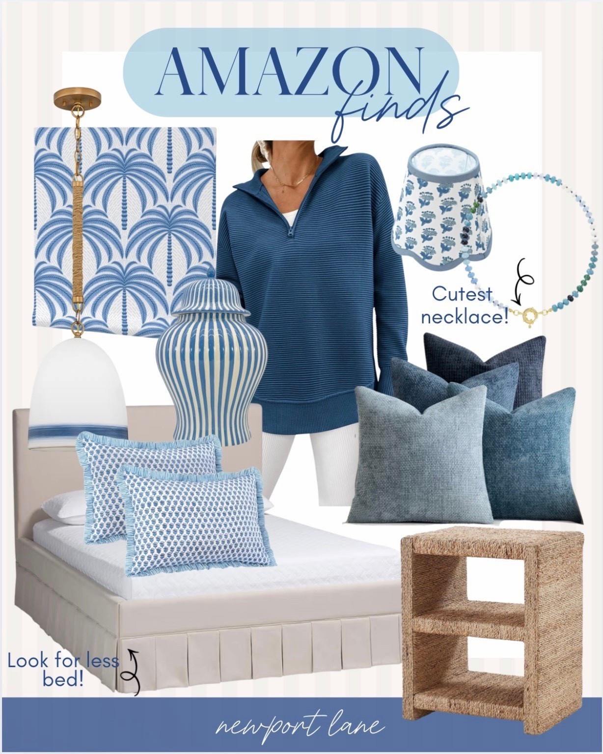 This blue and white Amazon finds collage is filled with my favorite coastal home decor and fashion pieces for a breezy, designer-inspired look. From blue and white decor accents for every room to chic wardrobe staples, these affordable finds make coastal style easy. 

#LTKSaleAlert #LTKU #LTKHome