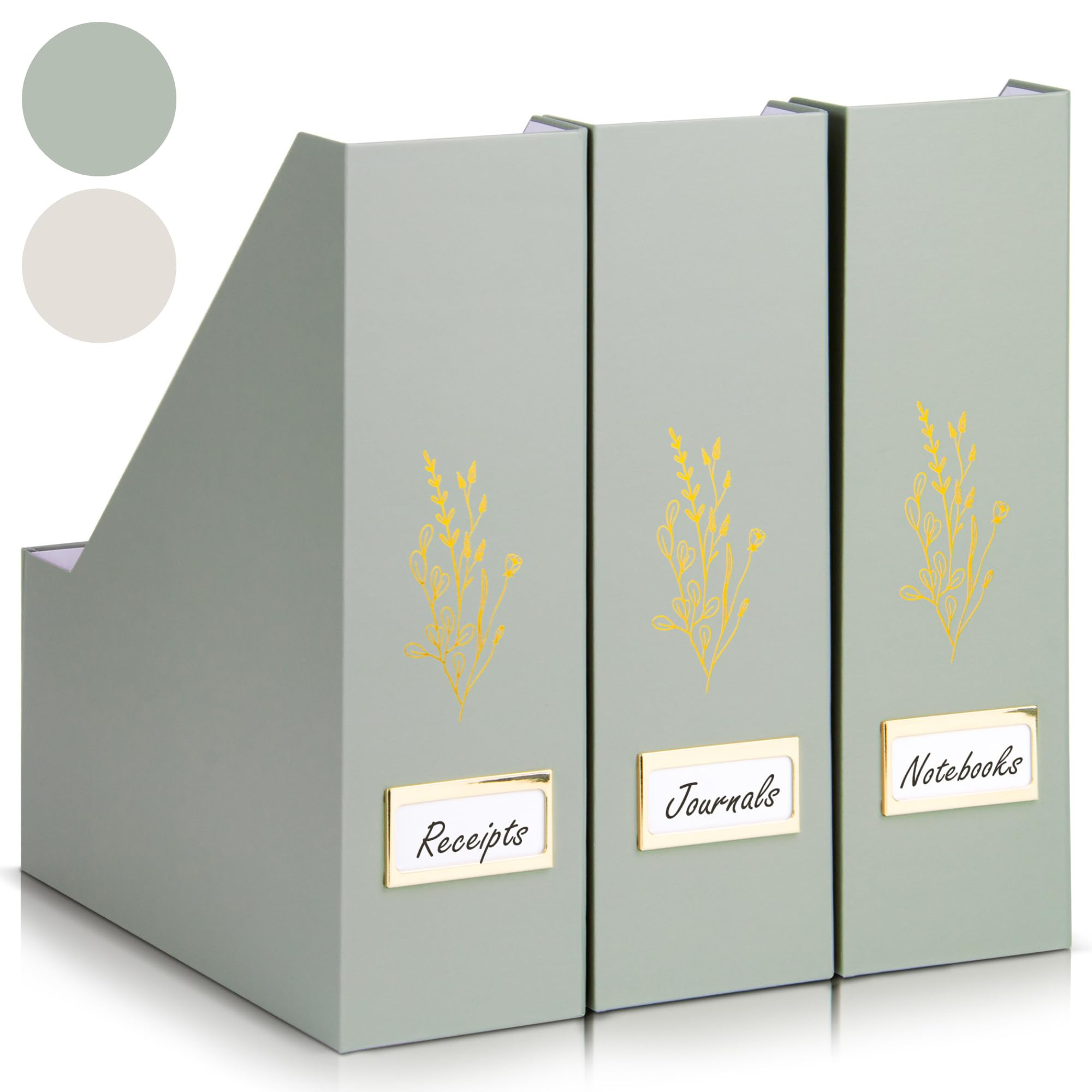 ZICOTO Beautiful Magazine Holder Set Of 3 - Sturdy File Holder to Organize Your Desk Or Shelves -... | Amazon (US)