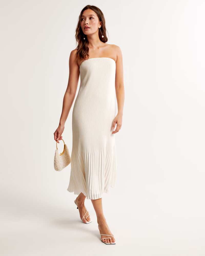 The A&F Giselle Pleat Release Midi Dress | Abercrombie & Fitch (US)