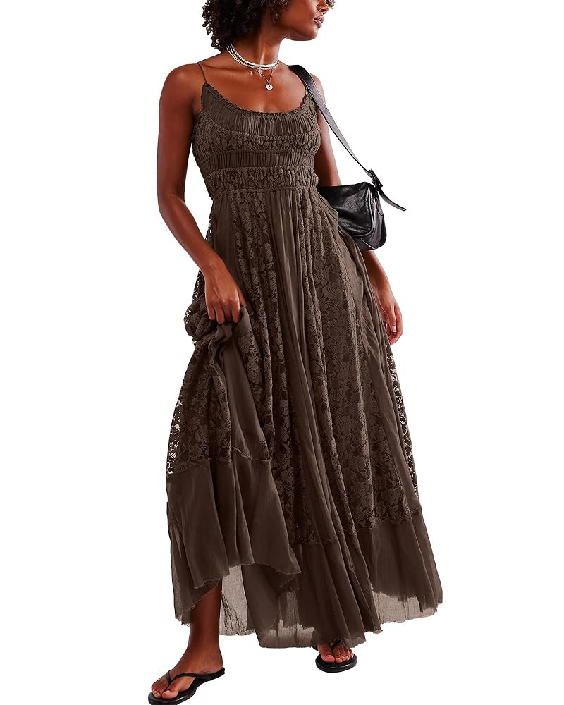 Gacaky Summer Dress for Women Casual Lace Floral Embroidered Bohemian Maxi Dress Flowy A Line Bea... | Amazon (US)