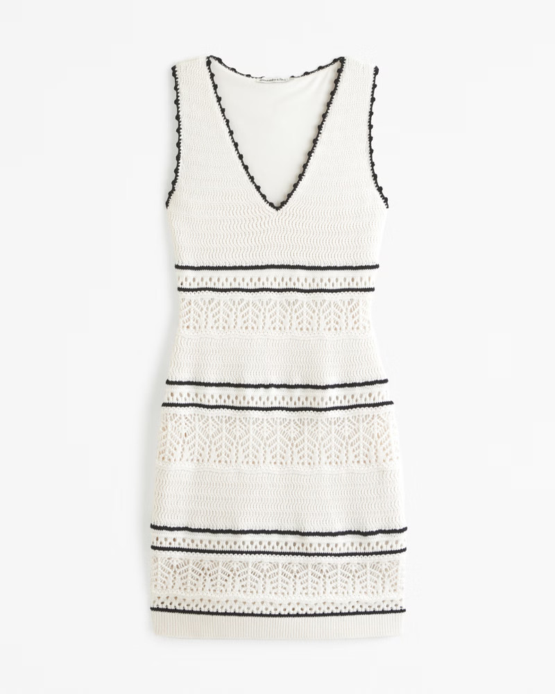 Crochet-Style V-Neck Mini Dress | Abercrombie & Fitch (US)