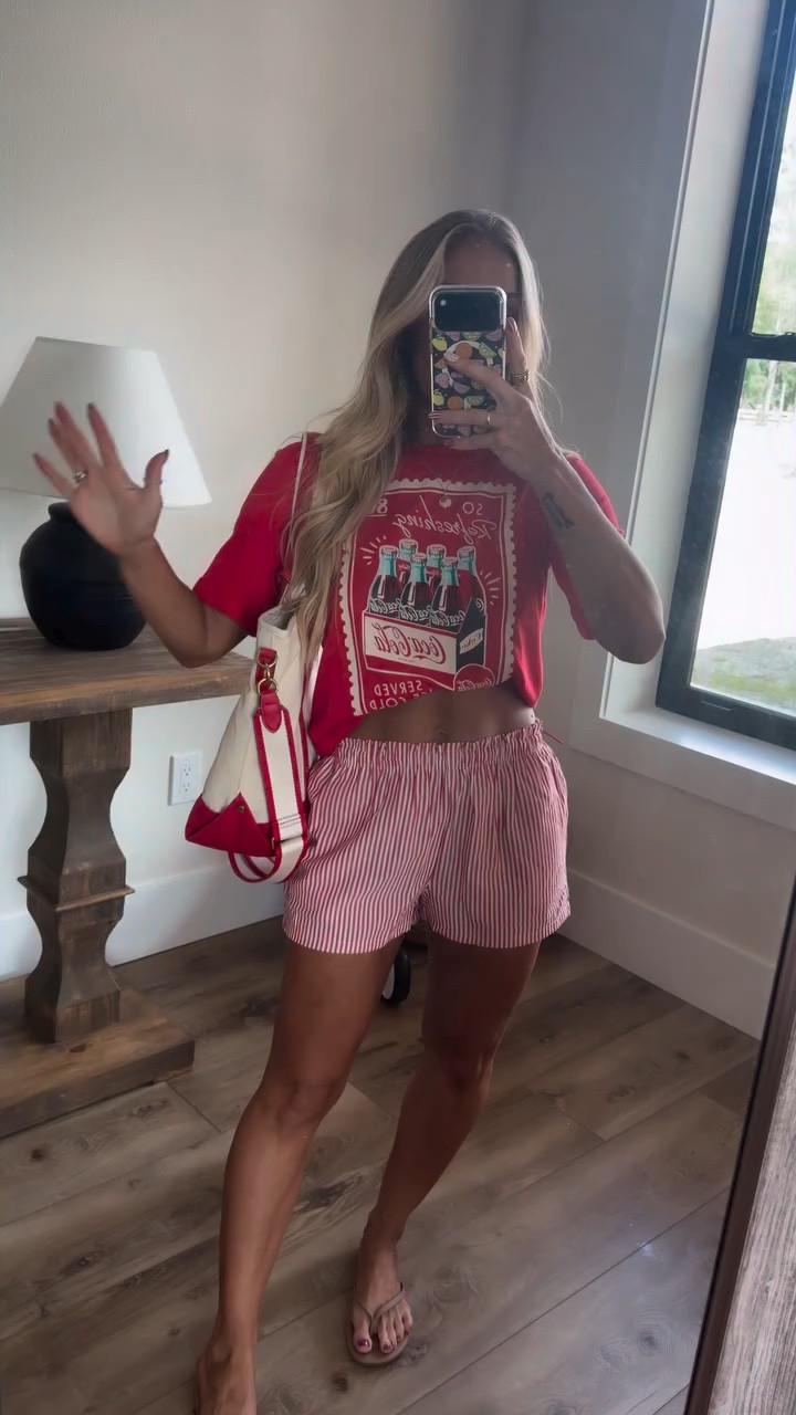 Say Walmart & I'll send you the links. 
$10 graphic $8 shorts! Obsessed with this outfit! 

#walmartfashion #afforablefashion #easyoutfit #walmartstyle 
Mom style | casual fashion | easy outfit ideas