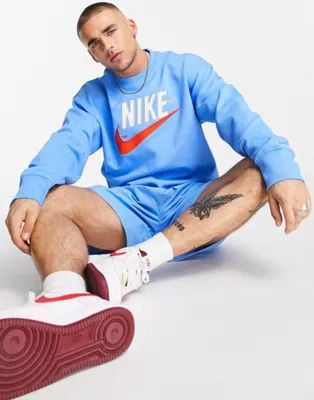 Nike Trend Fleece embroidered logo sweatshirt in university blue | ASOS (Global)