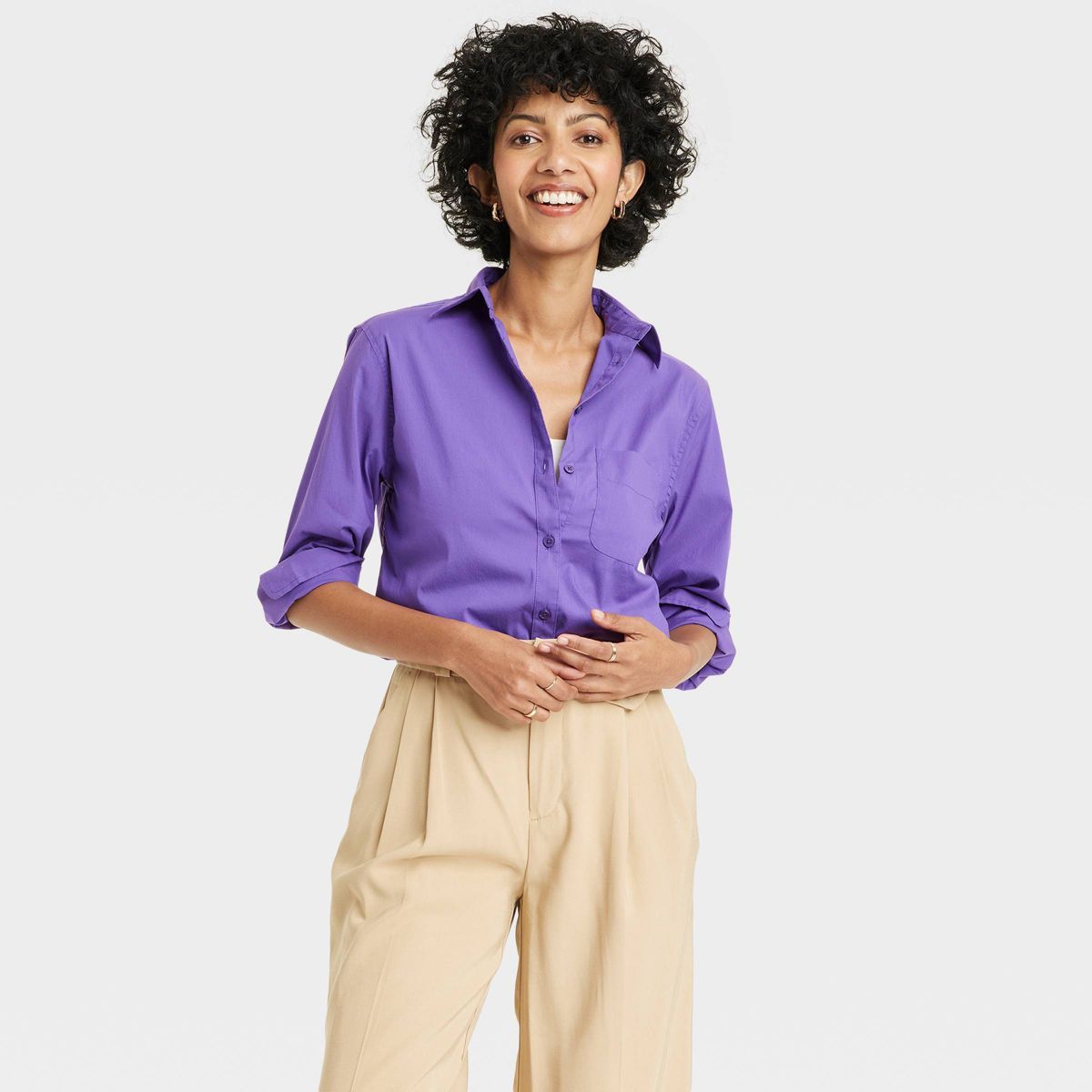 Women's Long Sleeve Relaxed Fit Button-Down Boyfriend Shirt - A New Day™ | Target