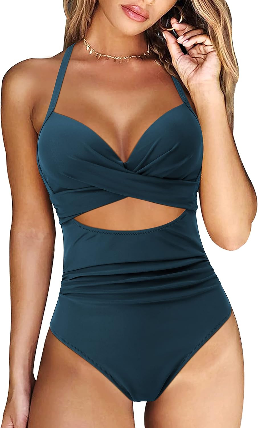 RXRXCOCO Women Cutout One Piece Swimsuit Tummy Control Cross Back Bathing Suit | Amazon (US)