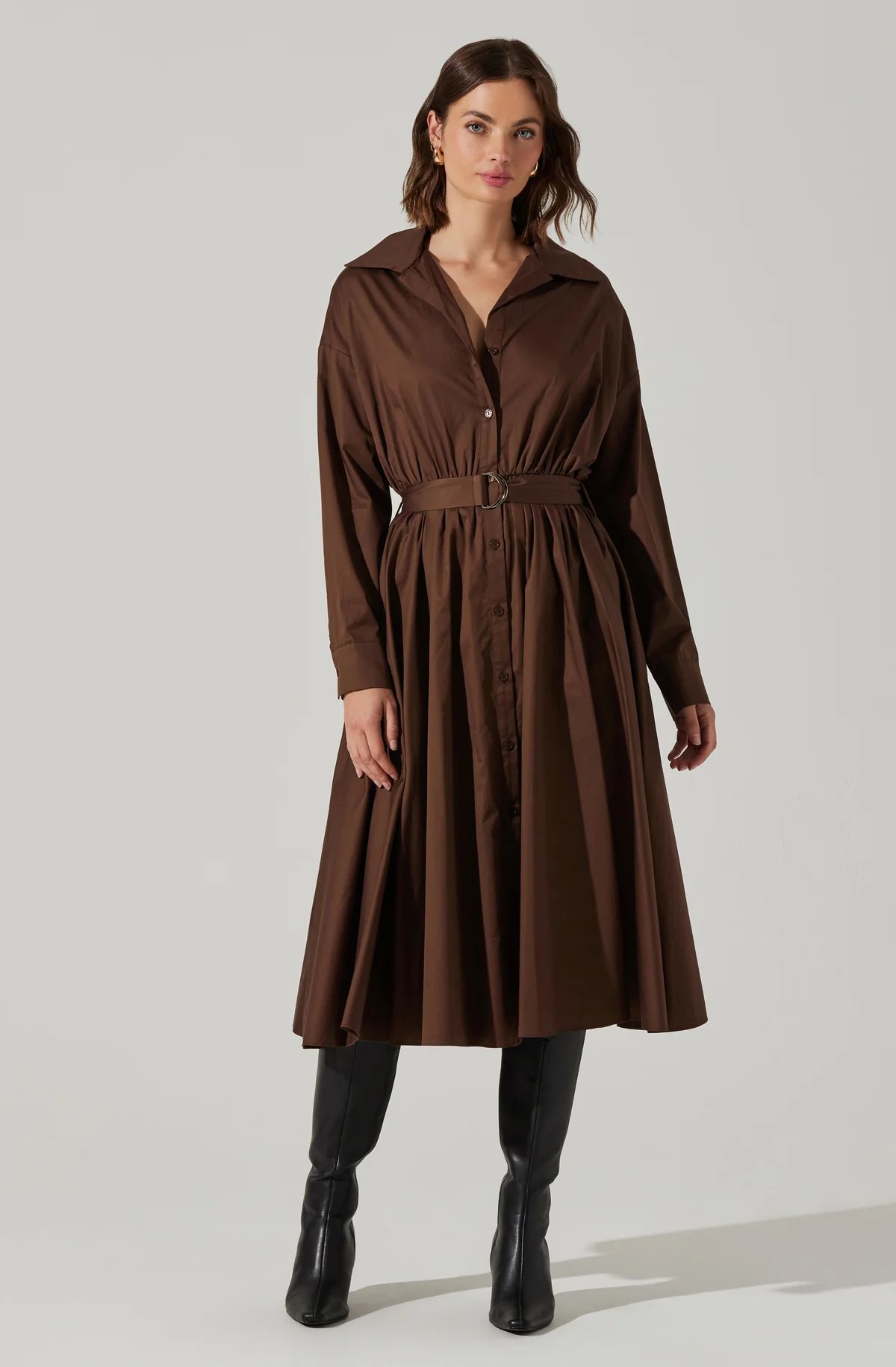 Darany Belted Midi Shirt Dress | ASTR The Label (US)