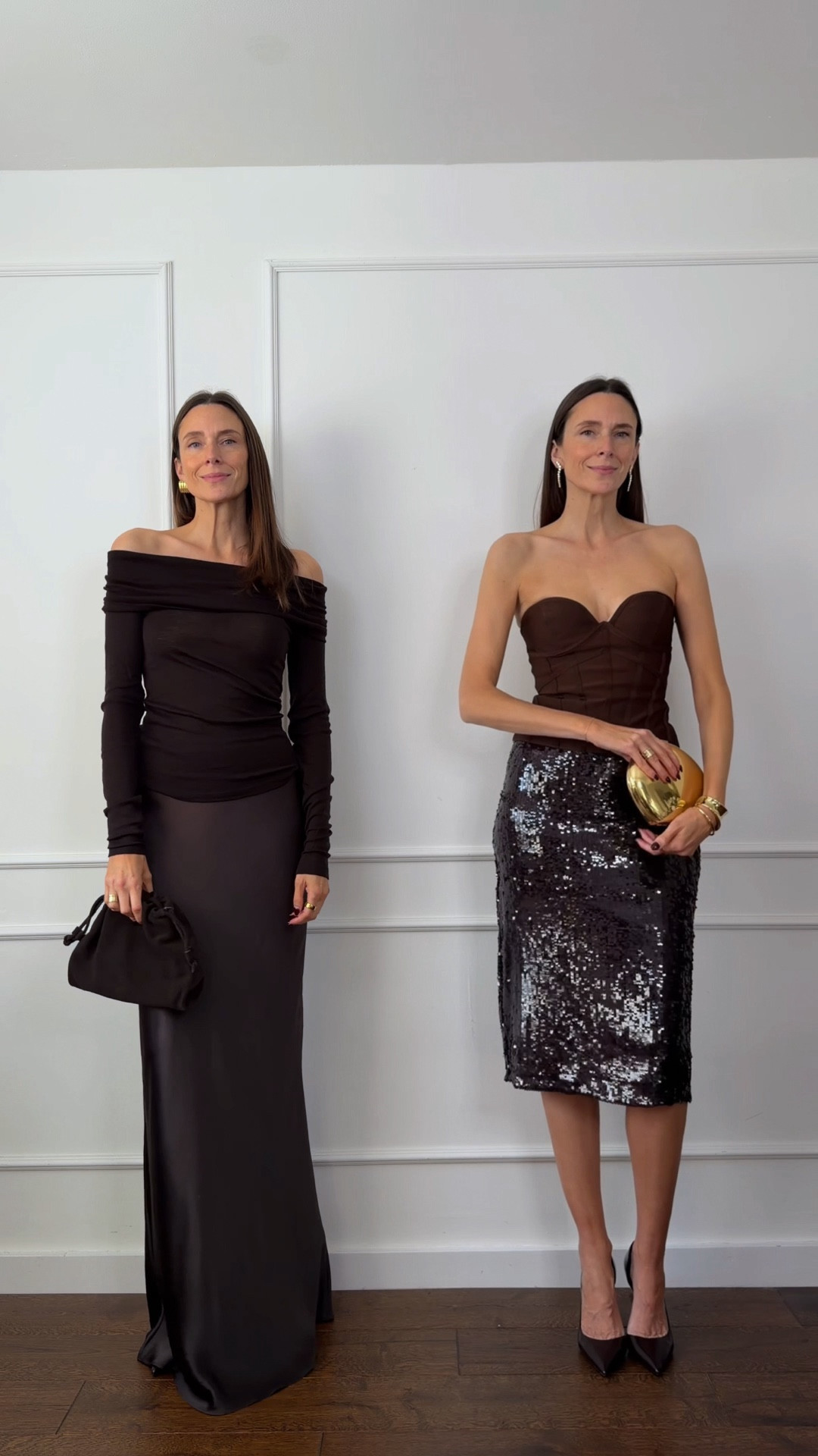 Four cosy versus fancy looks for party season. You CAN wear that fancy skirt with a jumper! 🙌🏻

I sized up to a 10 in the cream satin trousers as the 8 pulled ever so slightly across my hips. They’re a great pair for tall (ish) girls! 🙌🏻

#LTKstyletip

Cream cashmere jumper, long brown skirt, brown top, style in your 40’s, corset top, off the shoulder top, cream sweater, sequin skirt, satin skirt, burgundy skirt  

#LTKFindsUnder100 #LTKCyberWeek #LTKSaleAlert