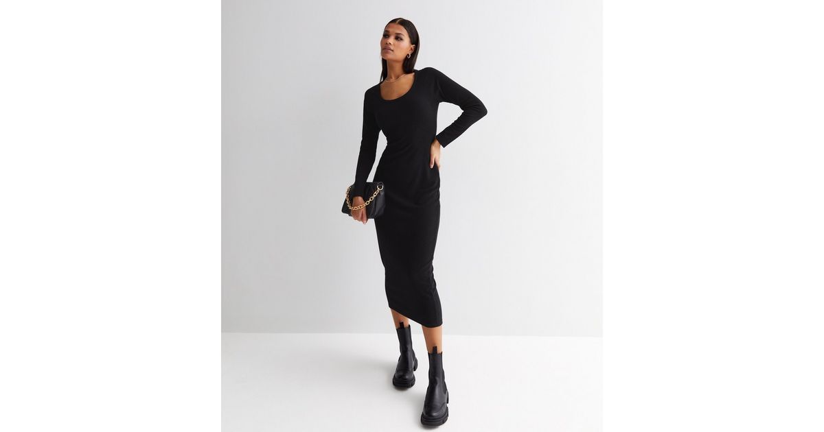 Black Scoop Neck Long Sleeve Bodycon Midi Dress
						
						Add to Saved Items
						Remove from... | New Look (UK)