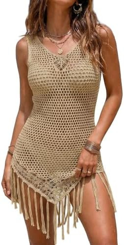 Ekouaer Women Swimsuit Coverup 2026 Crochet Bathing Suit Cover Up Beach Sleeveless Bikini Cover U... | Amazon (US)