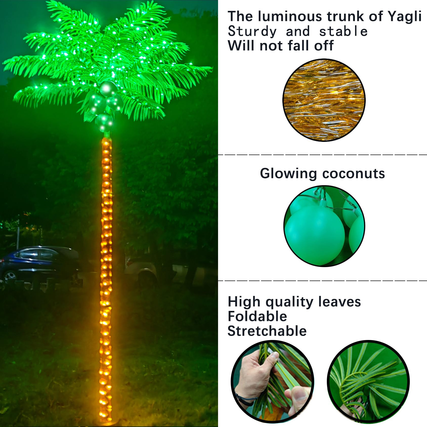 Palm Trees for Outside Patio Decor, 8FT 300LED Lighting Artificial Palm Tree with Coconuts, Outdo... | Amazon (US)