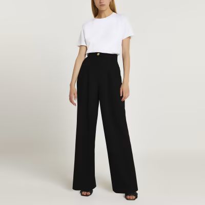 Black wide leg trousers | River Island (UK & IE)