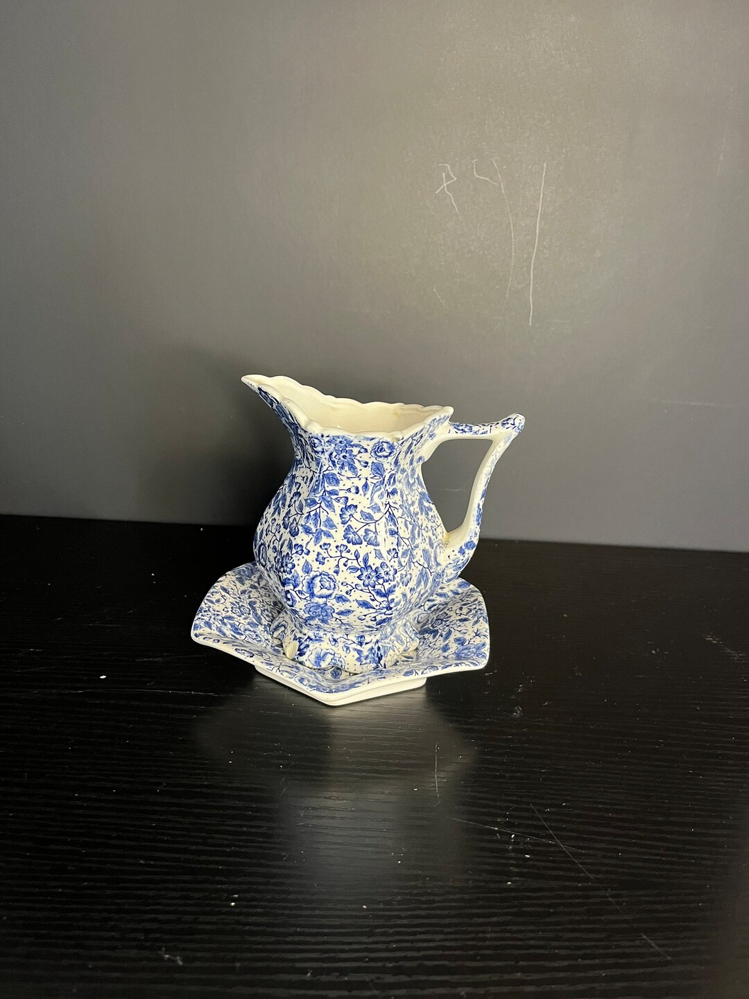 Vintage Enesco Blue White Floral Ceramic 5 Pitcher & Bowl Set - Etsy | Etsy (US)