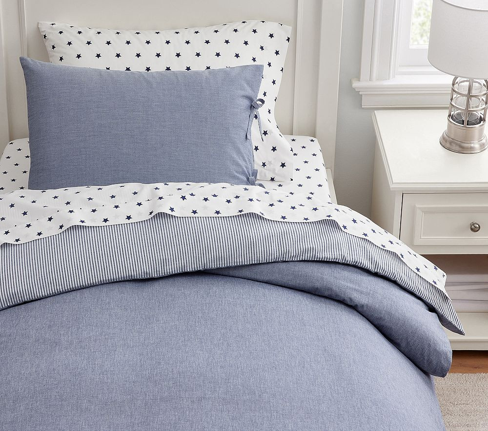 Chambray Reversible Organic Duvet Cover & Shams | Pottery Barn Kids