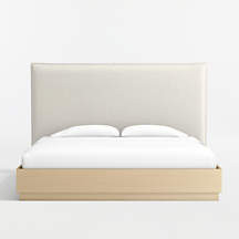 Arvada Upholstered King Headboard and Wood Bed + Reviews | Crate & Barrel | Crate & Barrel